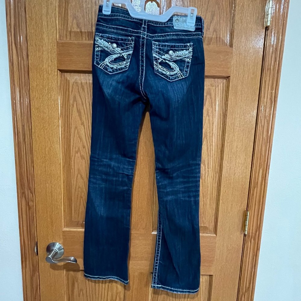 SILVER JEANS NATSUKI Women's 25 x 31 Blue Denim Bootcut Jeans Thick Stitch EUC